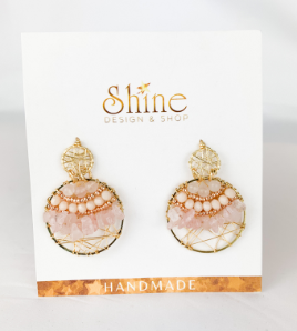 pink round earrings