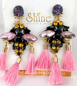 pink bee earrings
