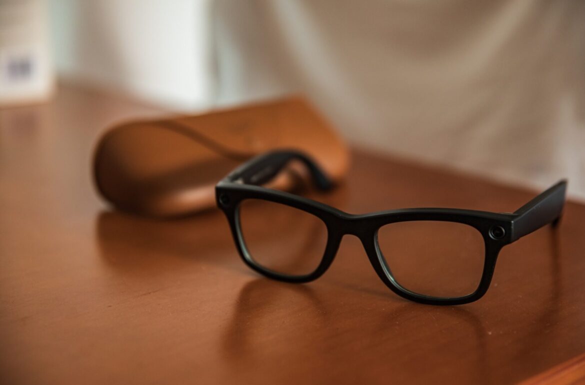 image of Meta AI glasses on a desk